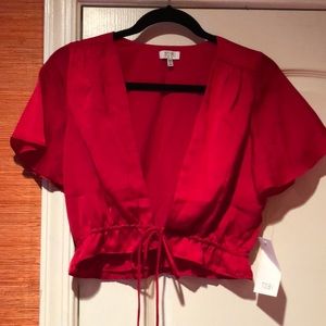 TOBI red silky crop top